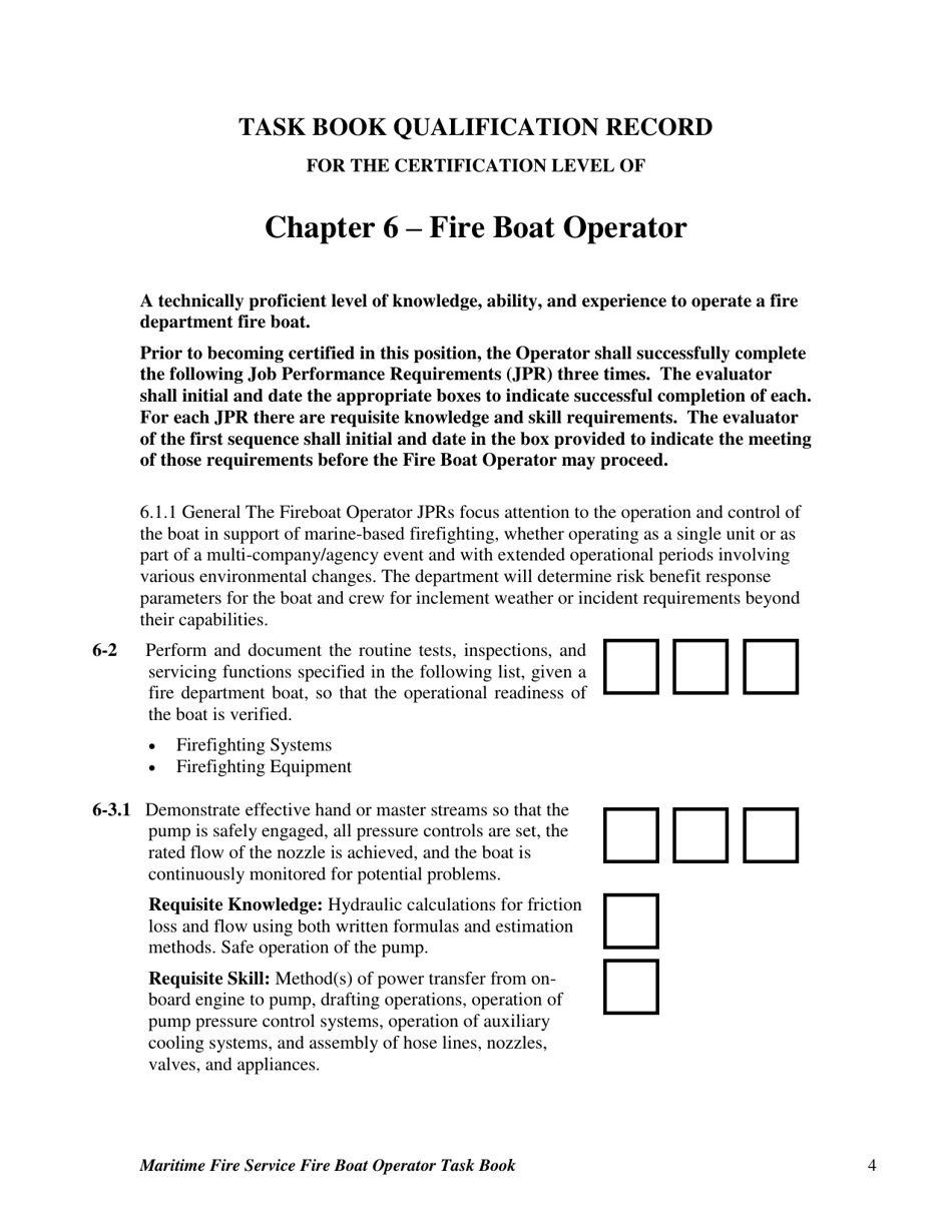 Oregon Maritime Fire Service Fire Boat Operator Task Book Fill Out