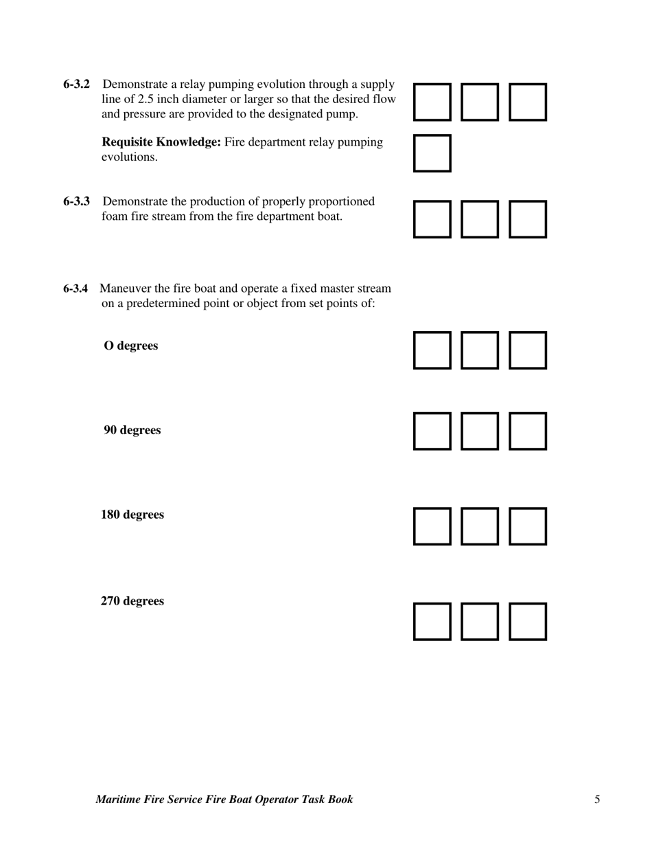 Maritime Fire Service Fire Boat Operator Task Book - Oregon, Page 5