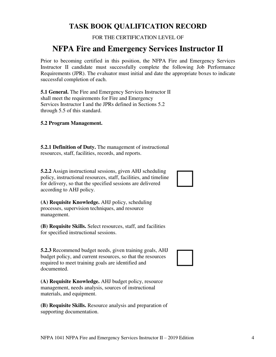 Oregon NFPA Fire and Emergency Services Instructor II Task Book - Fill ...