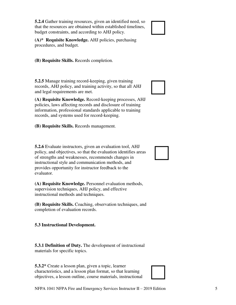 NFPA Fire and Emergency Services Instructor II Task Book - Oregon, Page 5
