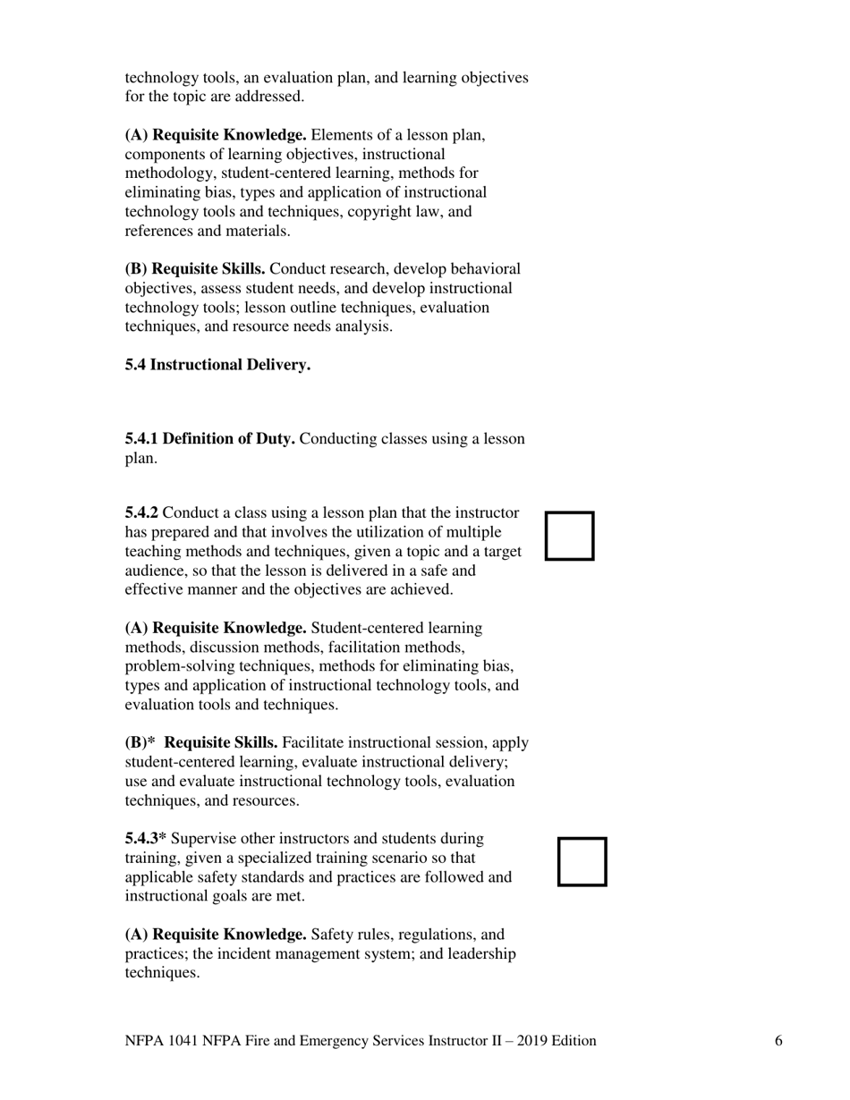 NFPA Fire and Emergency Services Instructor II Task Book - Oregon, Page 6