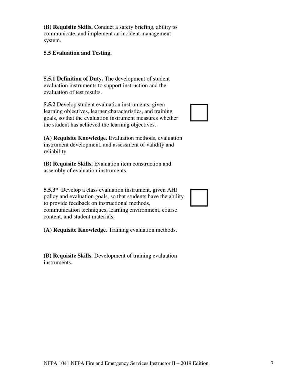 NFPA Fire and Emergency Services Instructor II Task Book - Oregon, Page 7