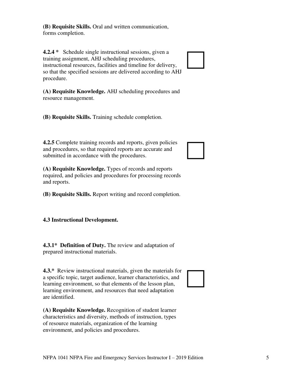 NFPA Fire and Emergency Services Instructor I Task Book - Oregon, Page 5