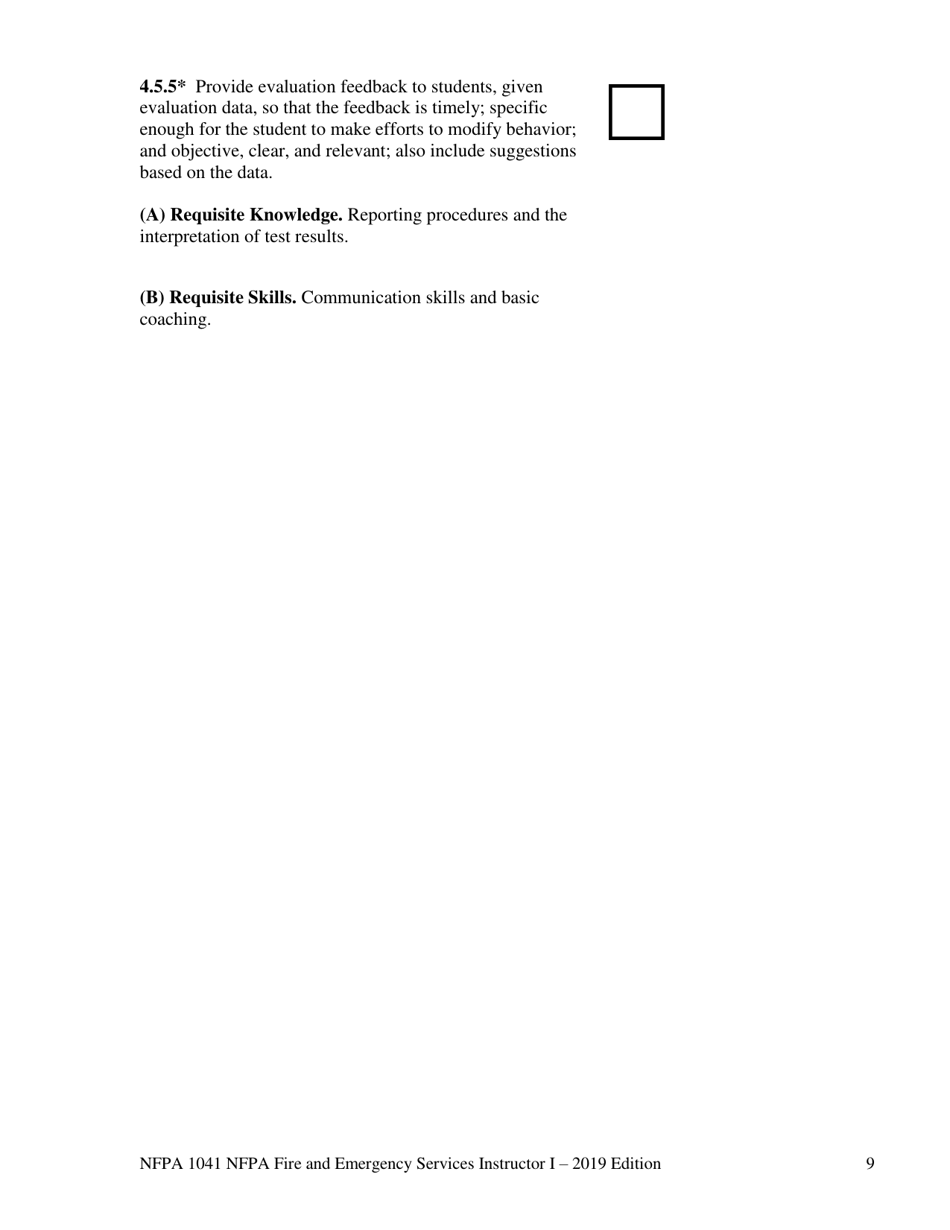 NFPA Fire and Emergency Services Instructor I Task Book - Oregon, Page 9