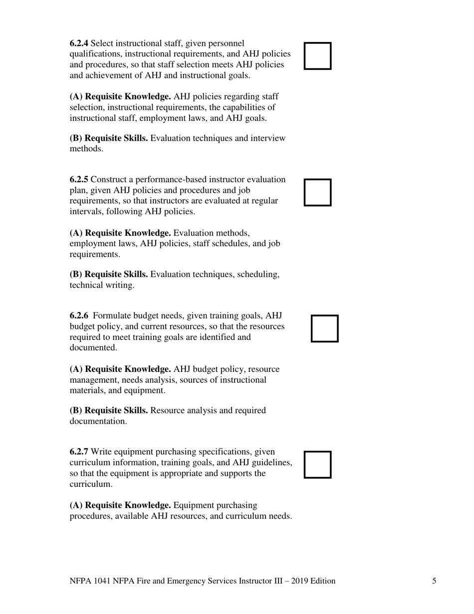 NFPA Fire and Emergency Services Instructor Iii Task Book - Oregon, Page 5