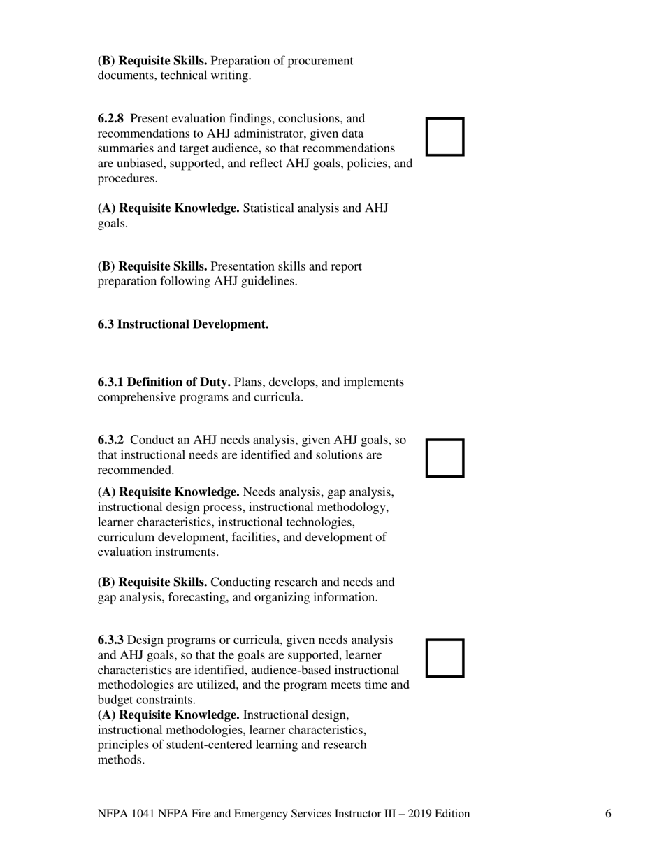 NFPA Fire and Emergency Services Instructor Iii Task Book - Oregon, Page 6