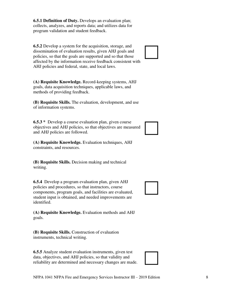 NFPA Fire and Emergency Services Instructor Iii Task Book - Oregon, Page 8