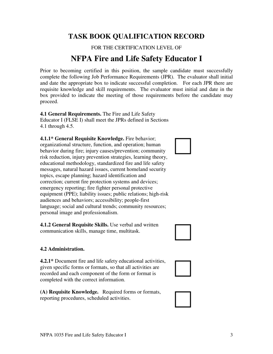 NFPA Fire and Life Safety Educator I Task Book - Oregon, Page 3