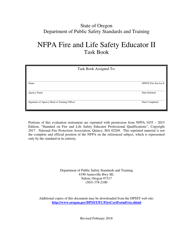 Document preview: NFPA Fire and Life Safety Educator II Task Book - Oregon