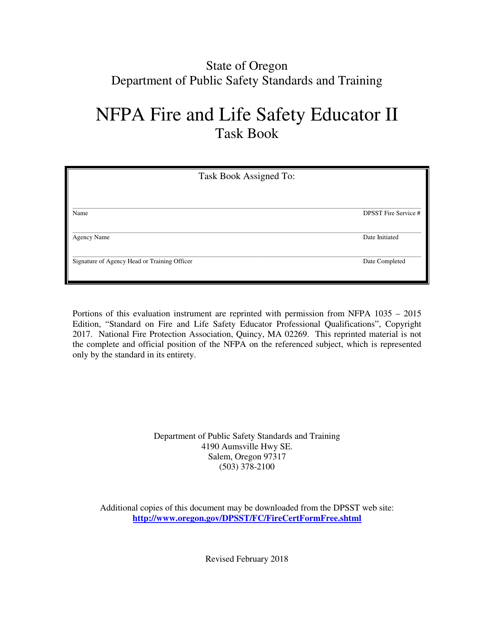 NFPA Fire and Life Safety Educator II Task Book - Oregon