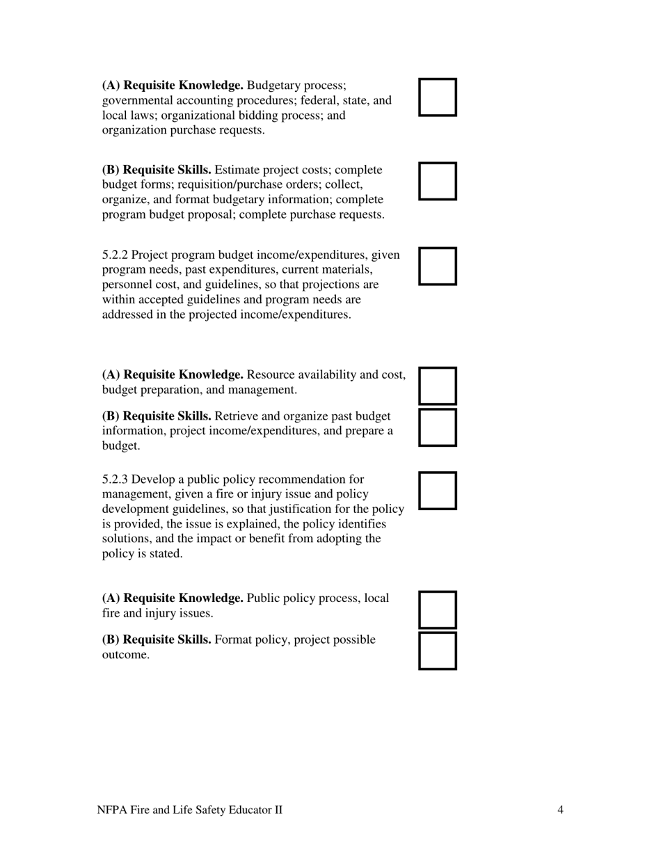 Oregon NFPA Fire and Life Safety Educator II Task Book Fill Out, Sign