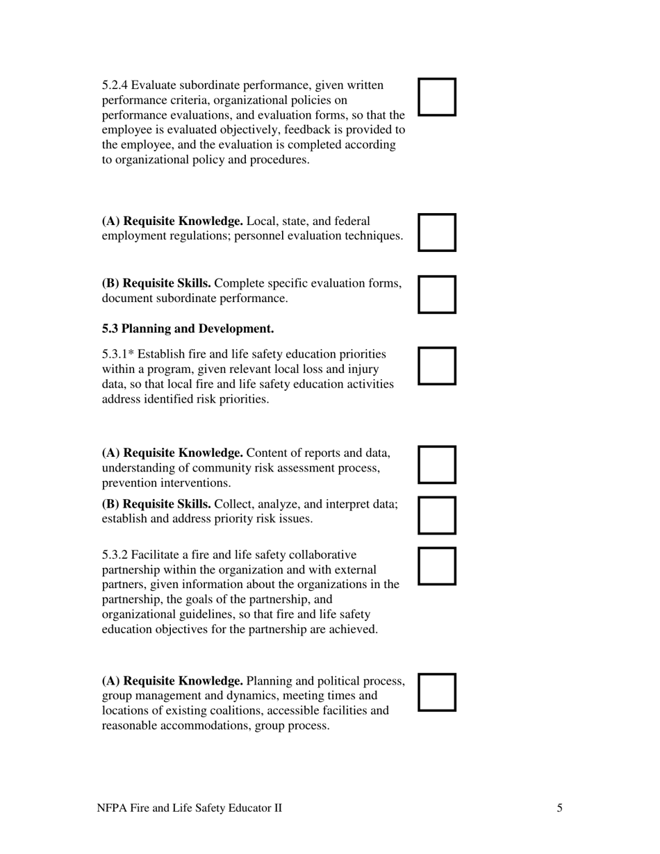 Oregon NFPA Fire and Life Safety Educator II Task Book Fill Out, Sign