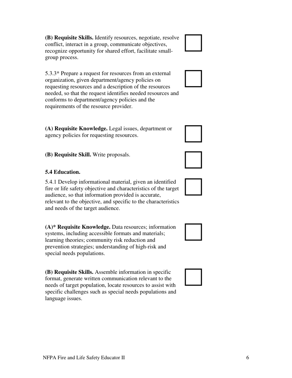 Oregon NFPA Fire and Life Safety Educator II Task Book Fill Out, Sign