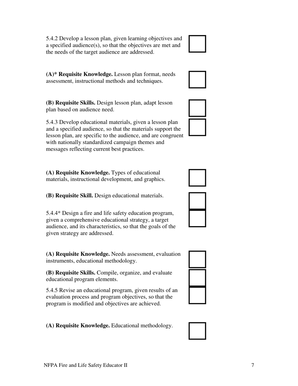 Oregon NFPA Fire and Life Safety Educator II Task Book Fill Out, Sign