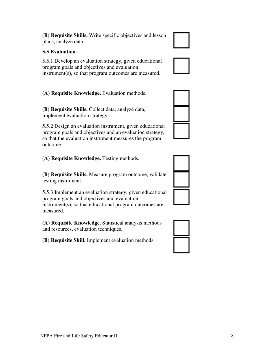 NFPA Fire and Life Safety Educator II Task Book - Oregon, Page 8