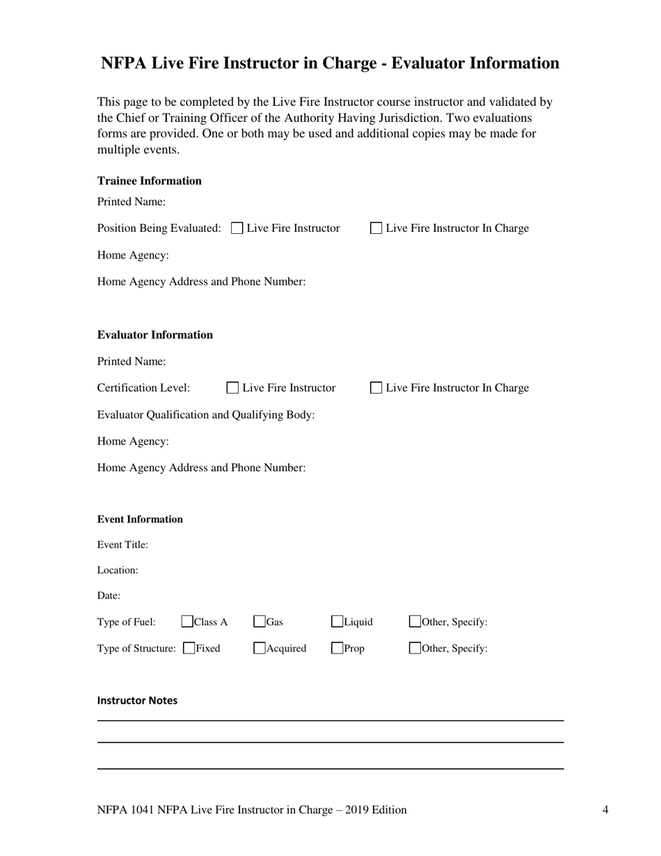 NFPA Live Fire Instructor in Charge Task Book - Oregon, Page 4