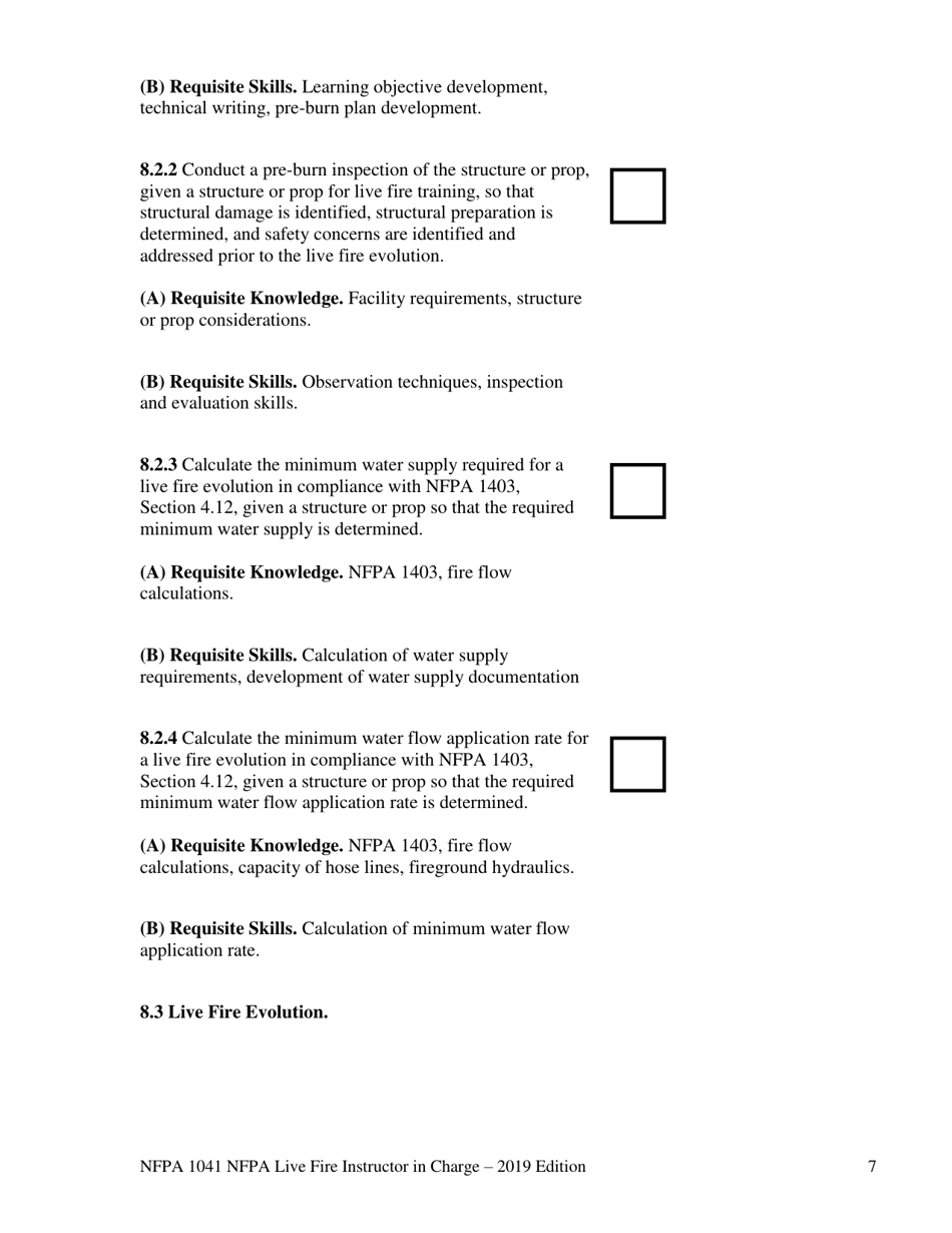 NFPA Live Fire Instructor in Charge Task Book - Oregon, Page 7