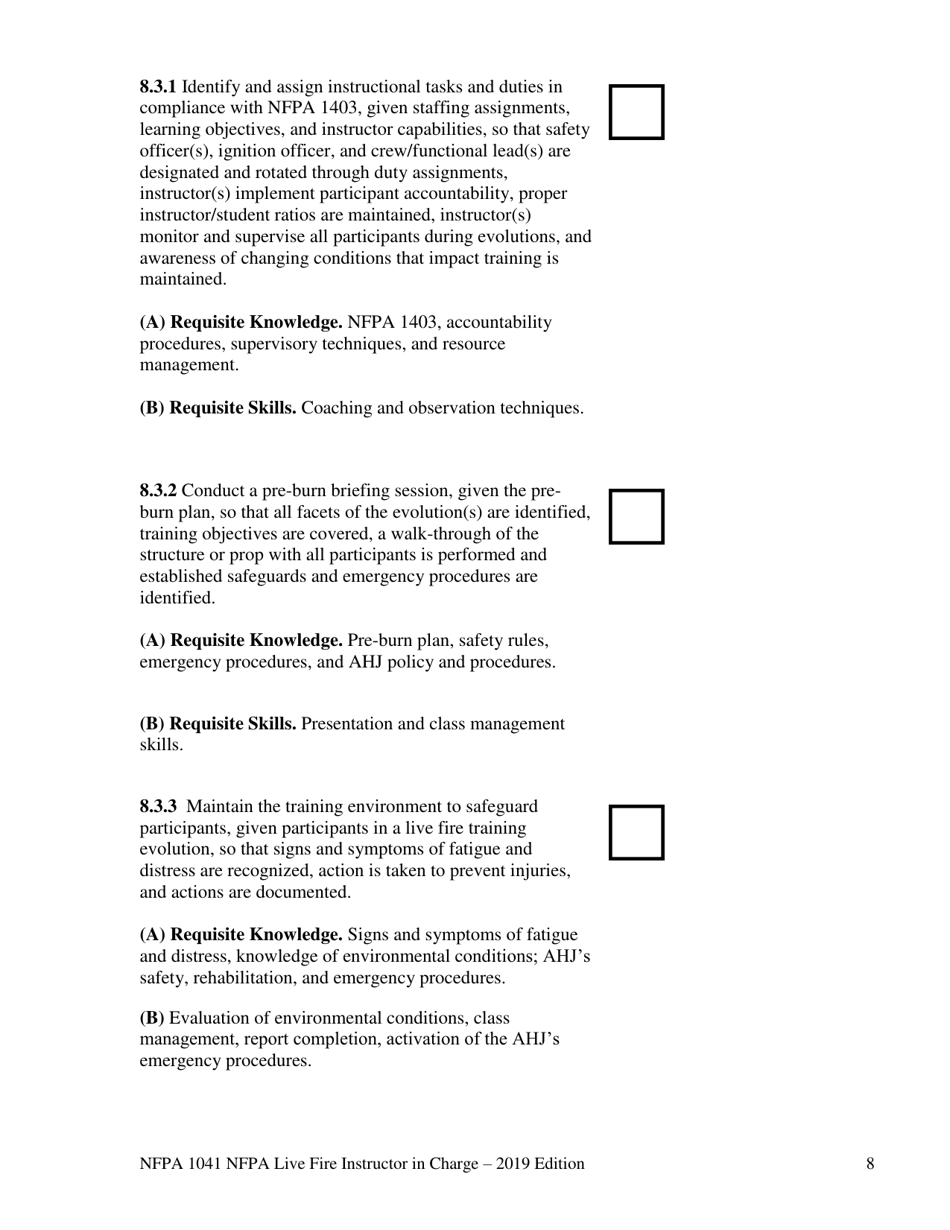 NFPA Live Fire Instructor in Charge Task Book - Oregon, Page 8