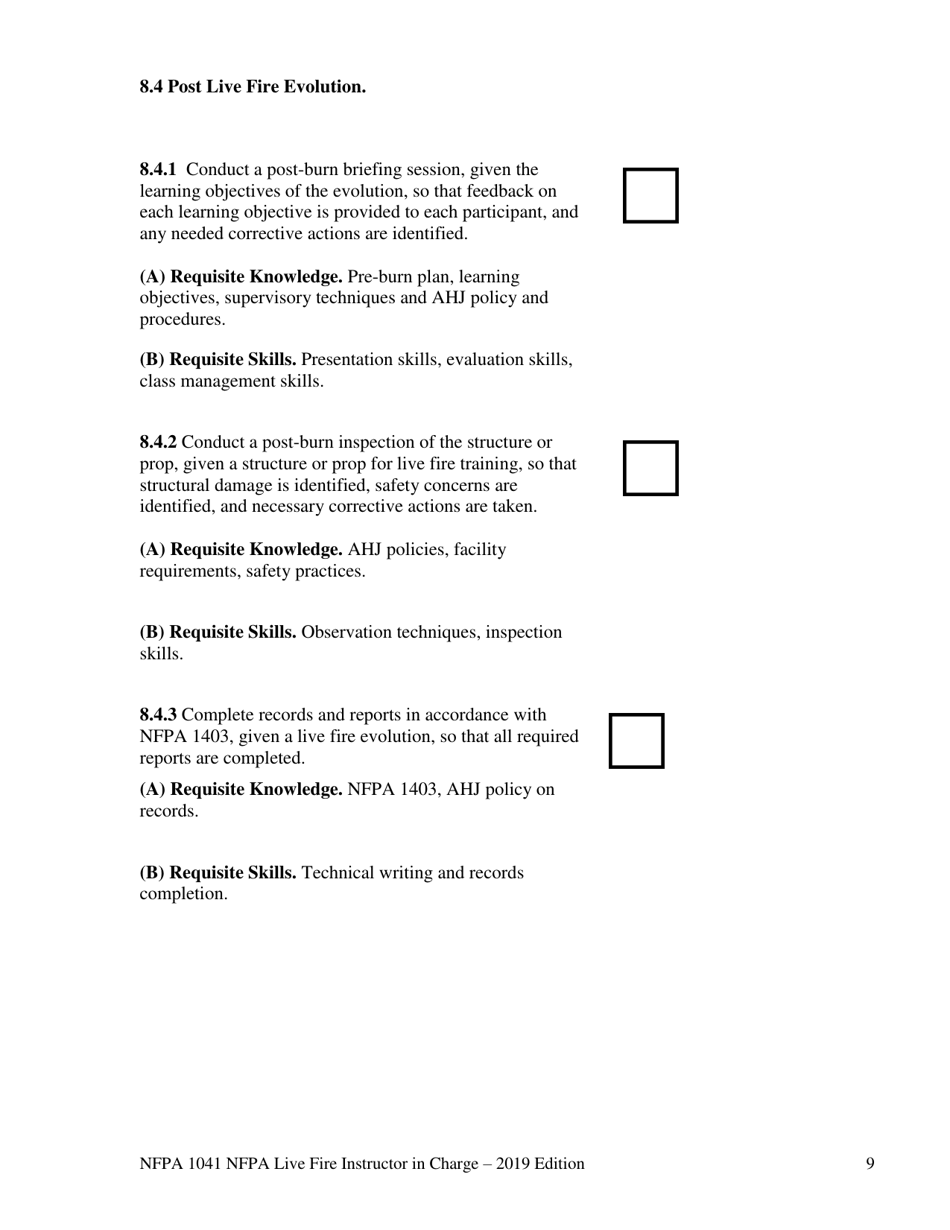 NFPA Live Fire Instructor in Charge Task Book - Oregon, Page 9