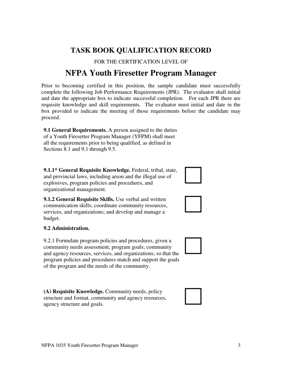 NFPA Youth Firesetter Program Manager Task Book - Oregon, Page 3