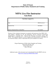 Document preview: NFPA Live Fire Instructor Task Book - Oregon