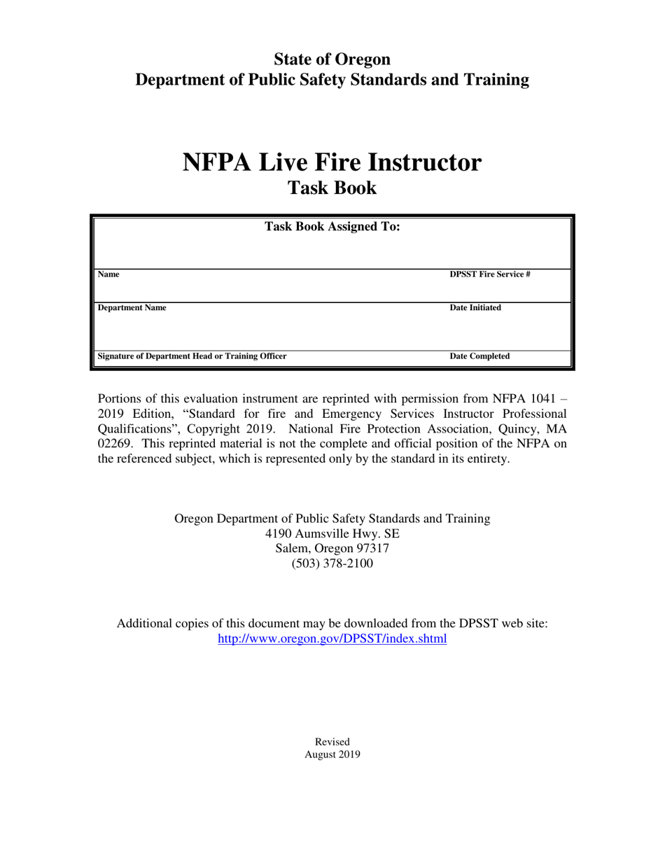 Oregon NFPA Live Fire Instructor Task Book Fill Out, Sign Online and