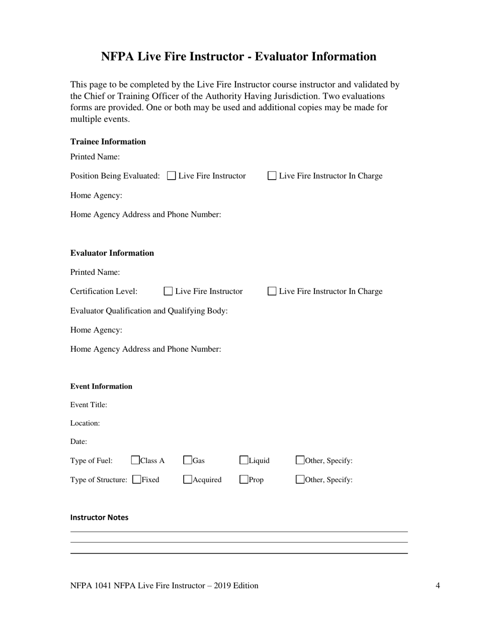 NFPA Live Fire Instructor Task Book - Oregon, Page 4