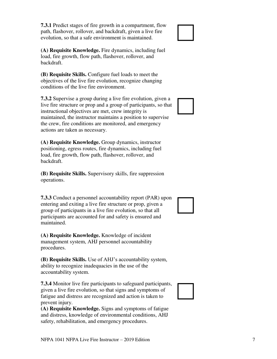 NFPA Live Fire Instructor Task Book - Oregon, Page 7