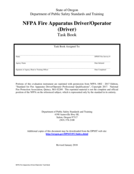 Document preview: NFPA Fire Apparatus Driver/Operator (Driver) Task Book - Oregon