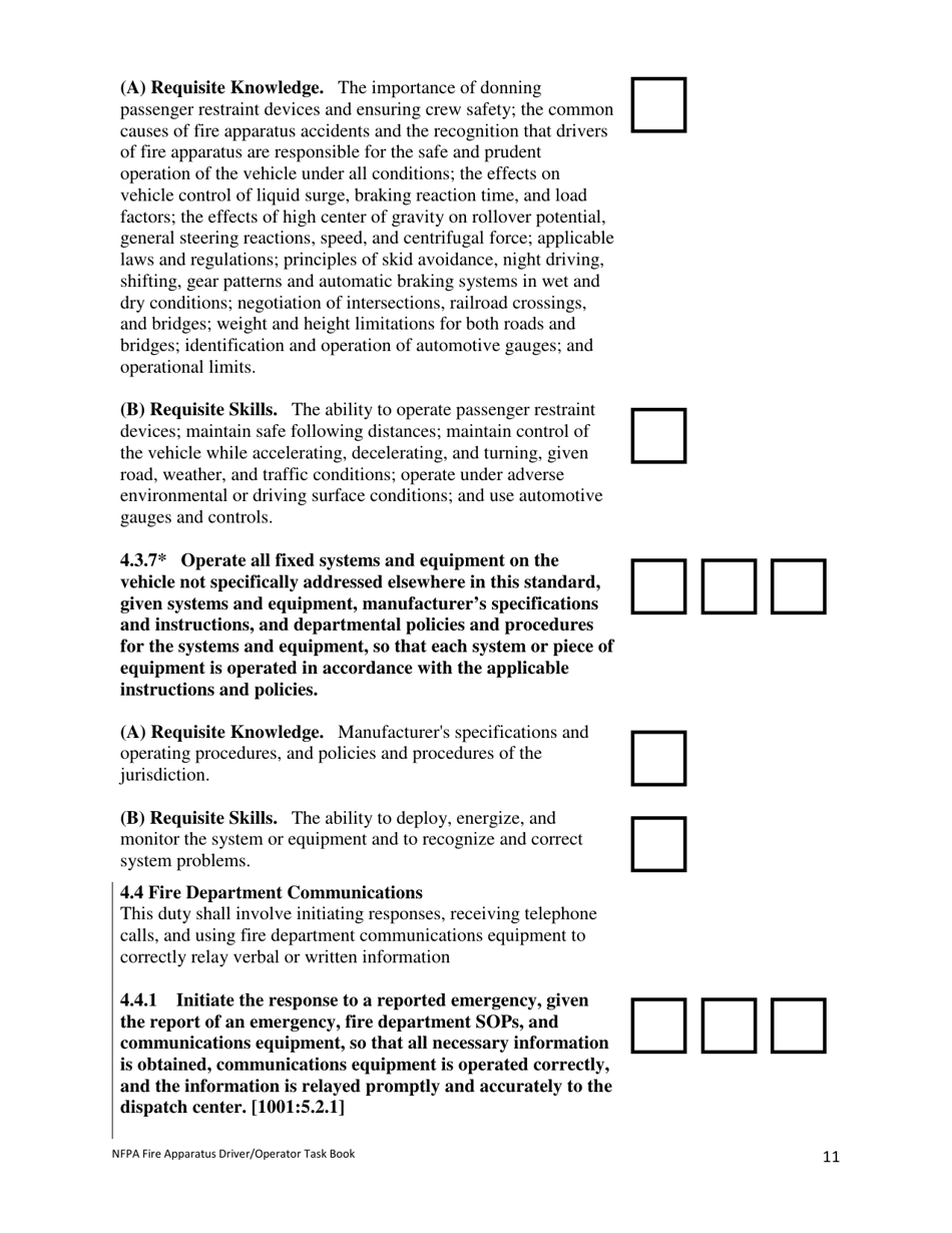 Oregon NFPA Fire Apparatus Driver/Operator (Driver) Task Book - Fill ...