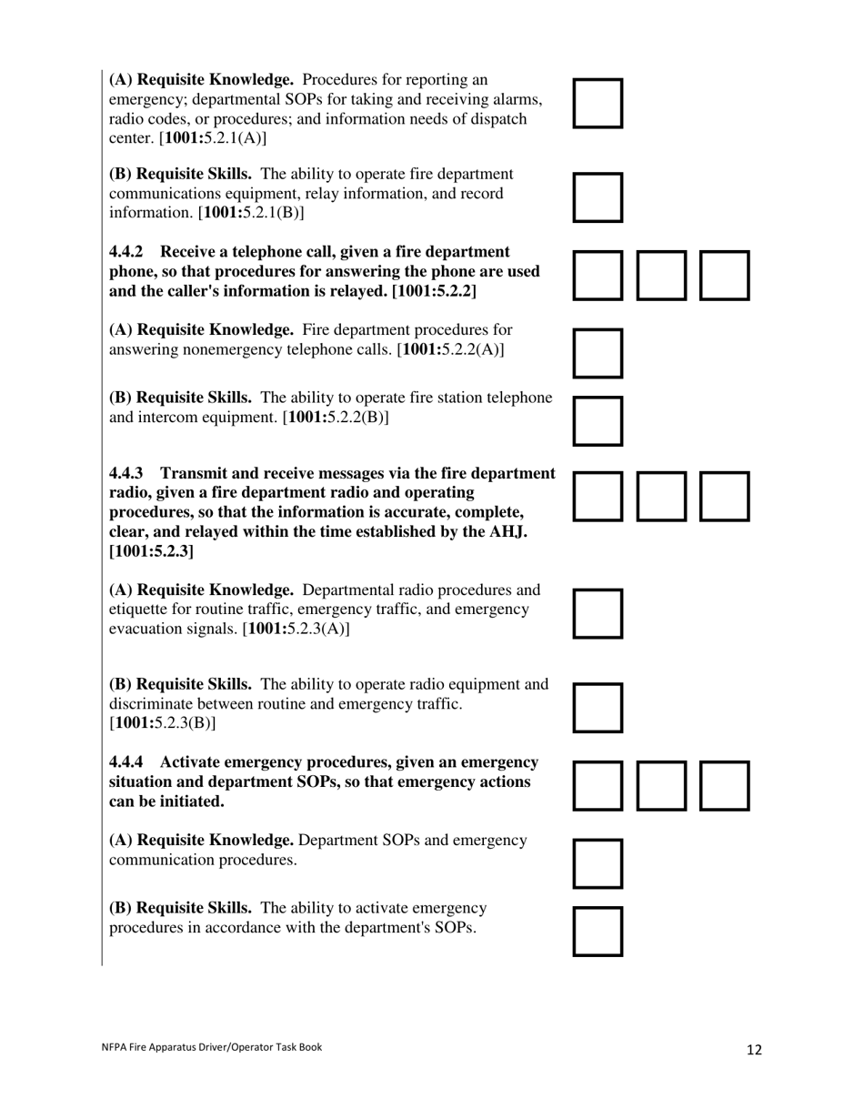 Oregon NFPA Fire Apparatus Driver/Operator (Driver) Task Book - Fill ... image.