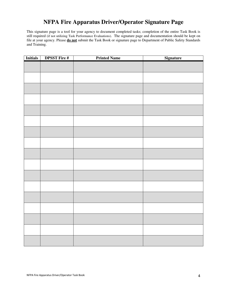 Oregon NFPA Fire Apparatus Driver/Operator (Driver) Task Book - Fill ...