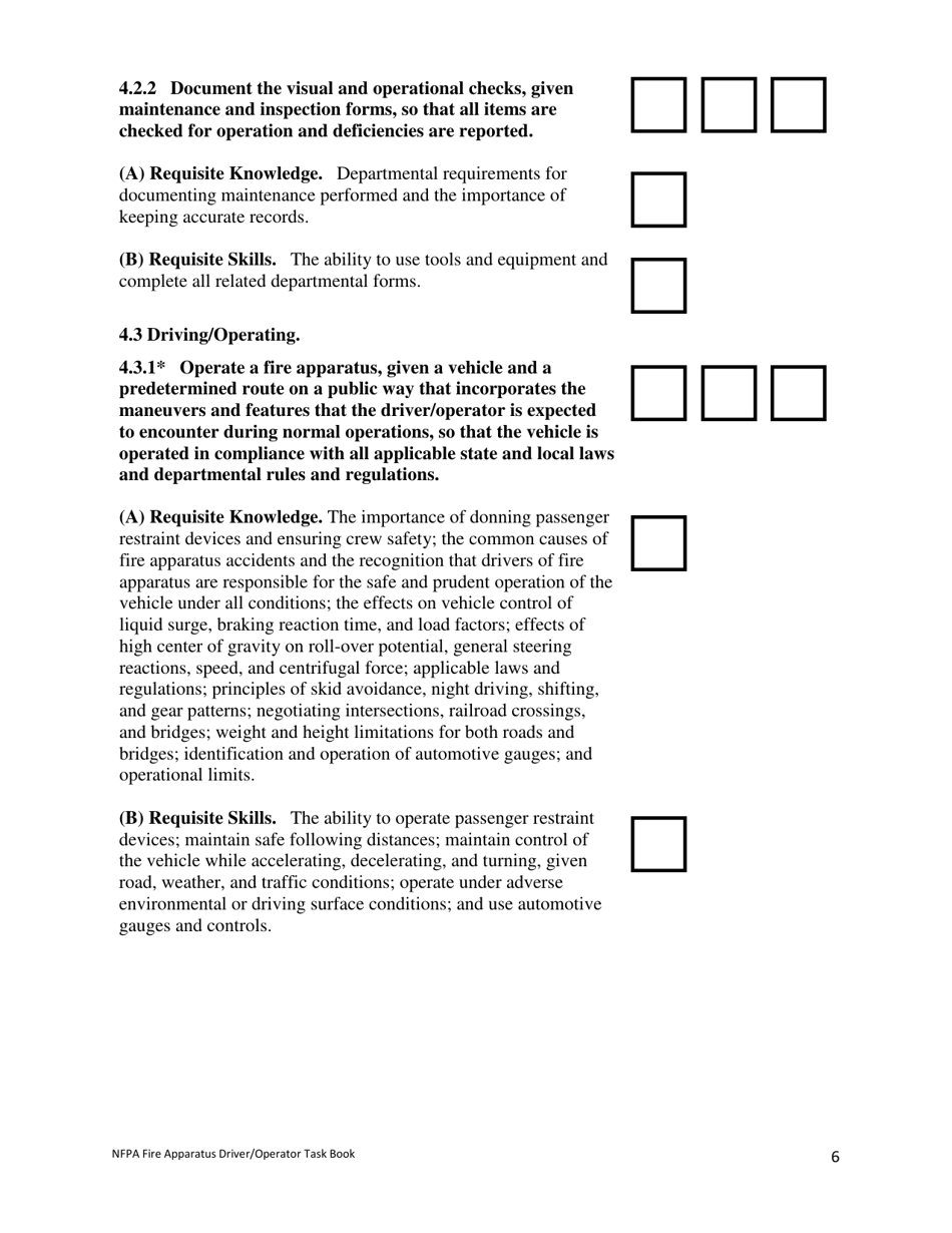 Oregon NFPA Fire Apparatus Driver/Operator (Driver) Task Book - Fill ...
