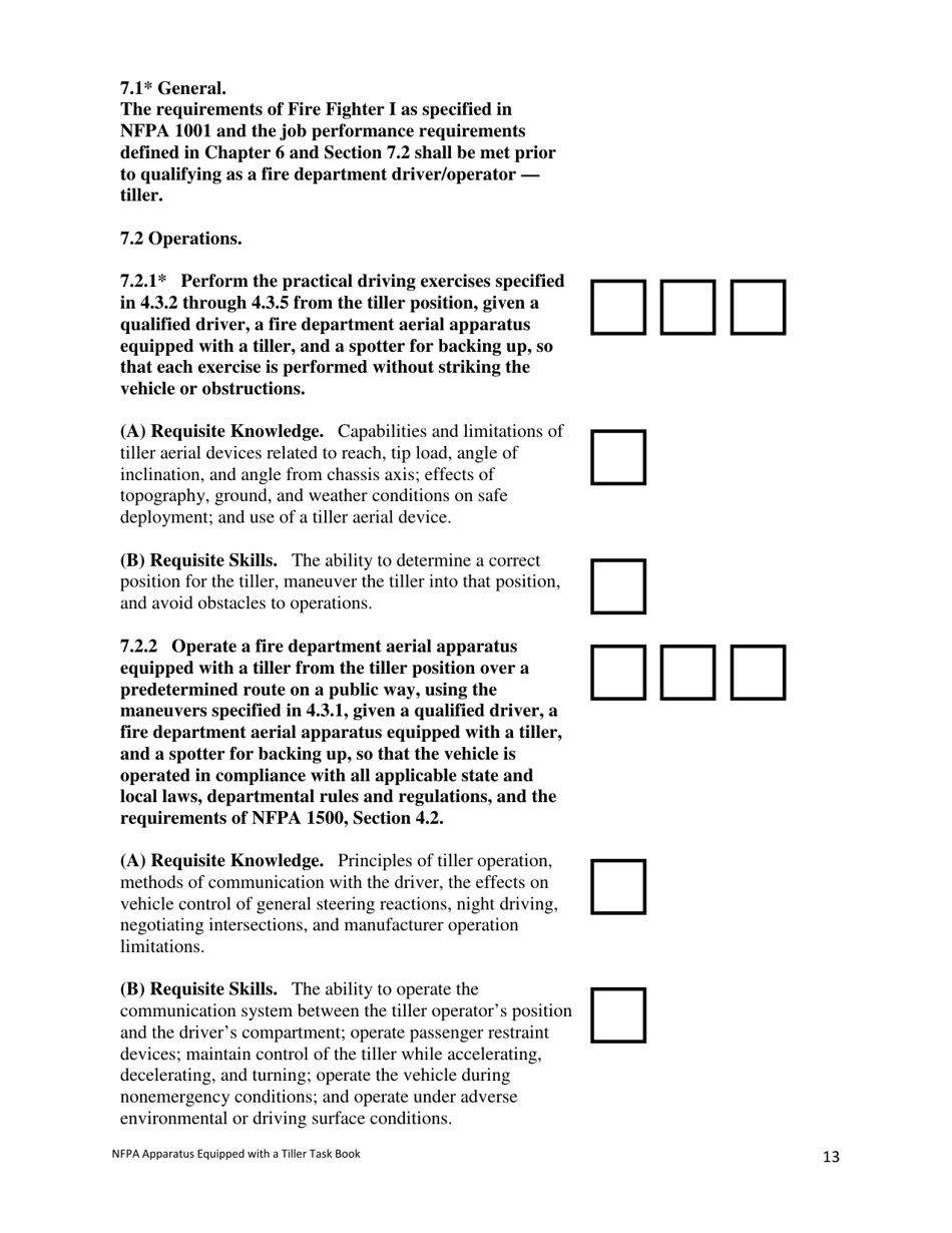 NFPA Apparatus Equipped With a Tiller Task Book - Oregon, Page 13