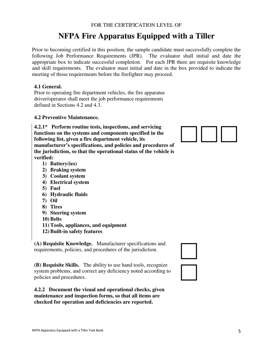 NFPA Apparatus Equipped With a Tiller Task Book - Oregon, Page 5