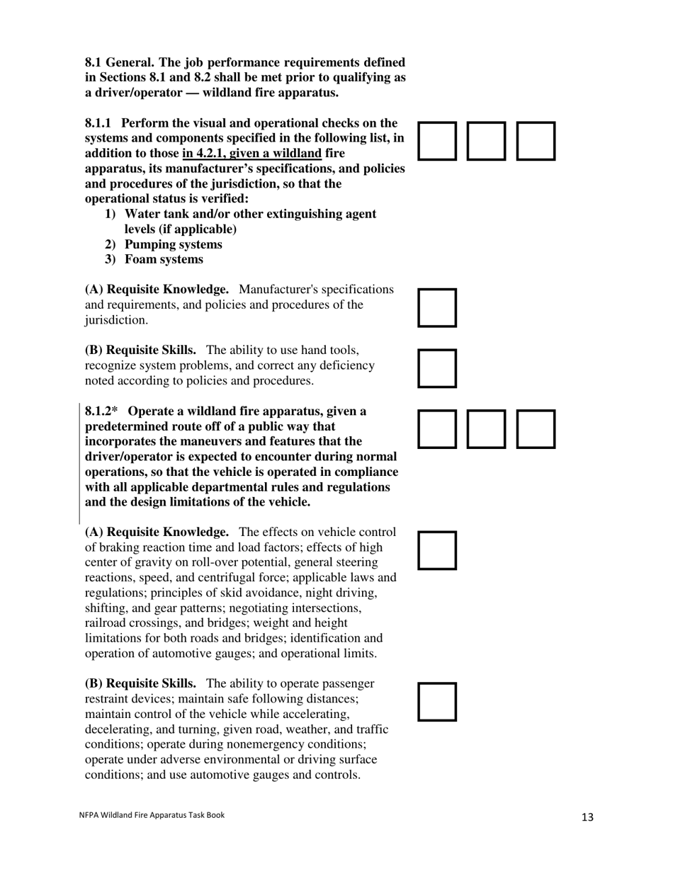 NFPA Wildland Fire Apparatus Task Book - Oregon, Page 13