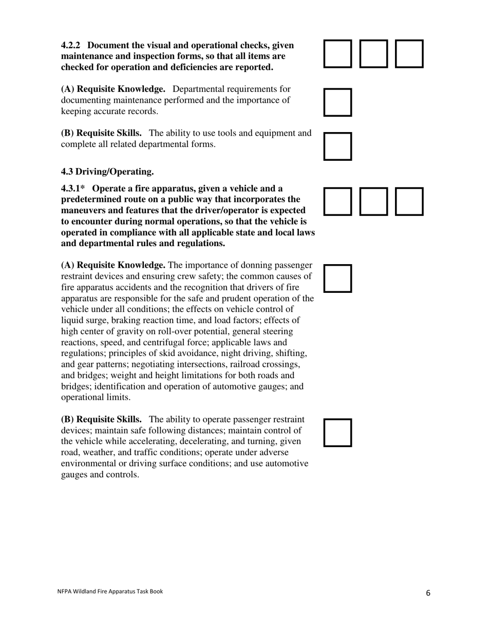 NFPA Wildland Fire Apparatus Task Book - Oregon, Page 6