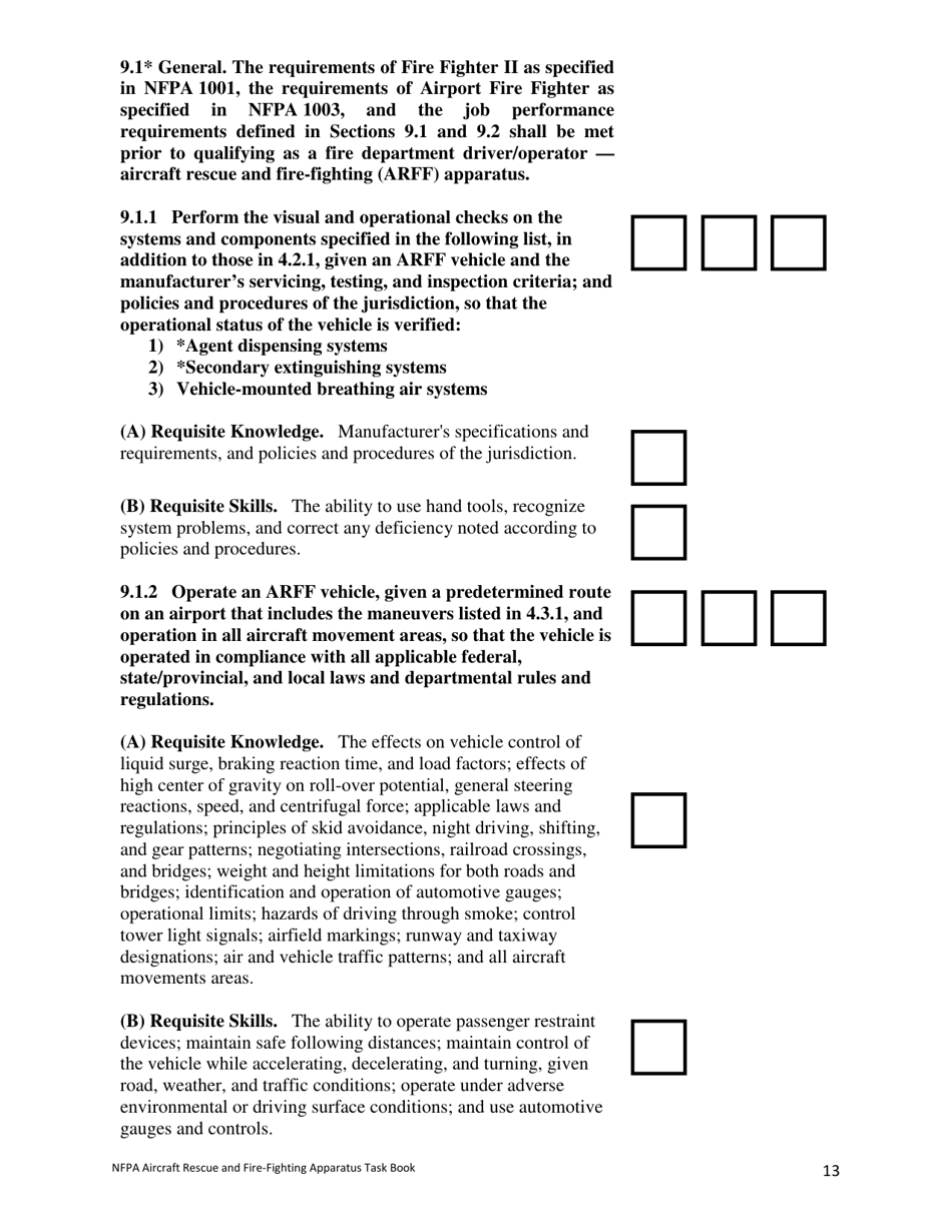 NFPA Aircraft Rescue and Fire-Fighting Apparatus Task Book - Oregon, Page 13