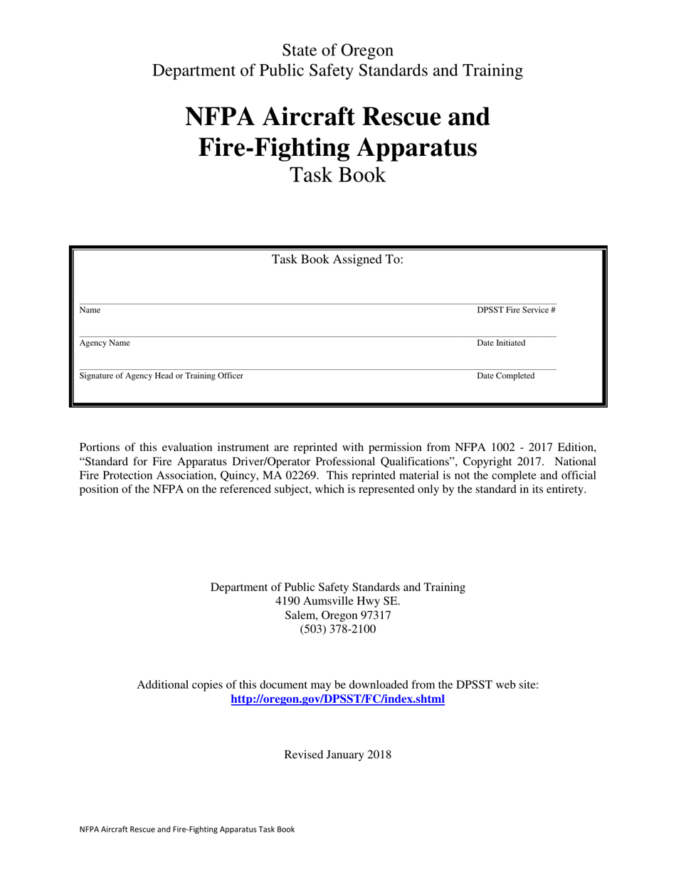 NFPA Aircraft Rescue and Fire-Fighting Apparatus Task Book - Oregon, Page 1