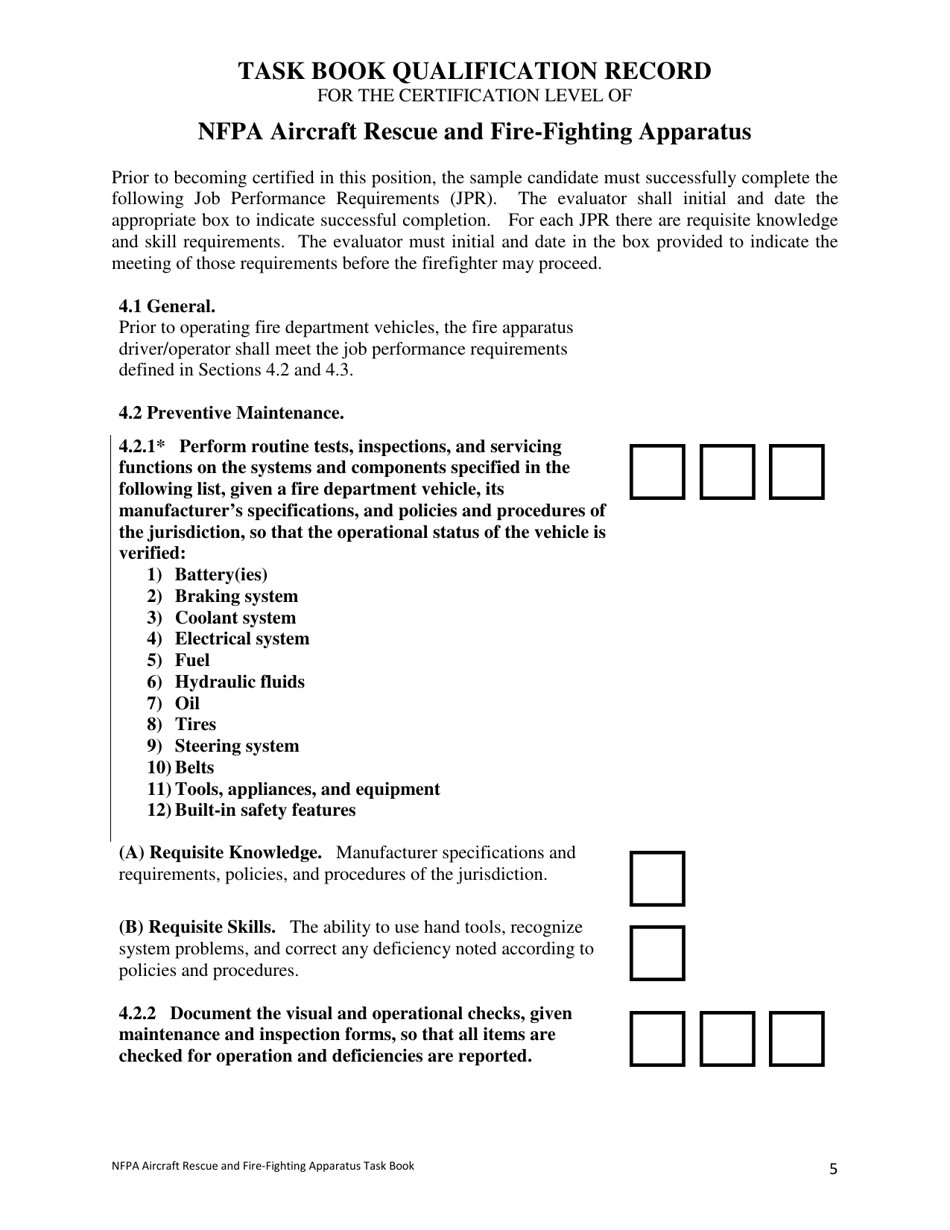 NFPA Aircraft Rescue and Fire-Fighting Apparatus Task Book - Oregon, Page 5