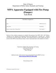 NFPA Apparatus Equipped With Fire Pump (Pumper) Task Book - Oregon