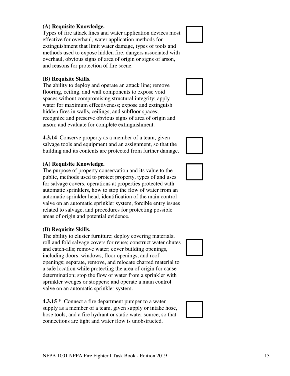 NFPA Fire Fighter I Task Book - Oregon, Page 13