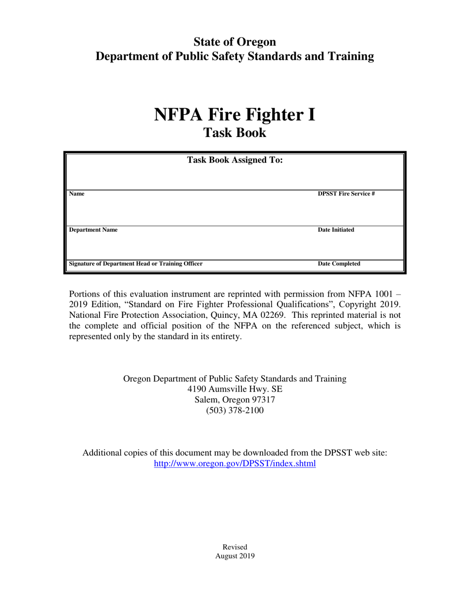 NFPA Fire Fighter I Task Book - Oregon, Page 1