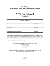 Document preview: NFPA Fire Fighter II Task Book - Oregon