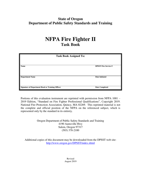 NFPA Fire Fighter II Task Book - Oregon Download Pdf