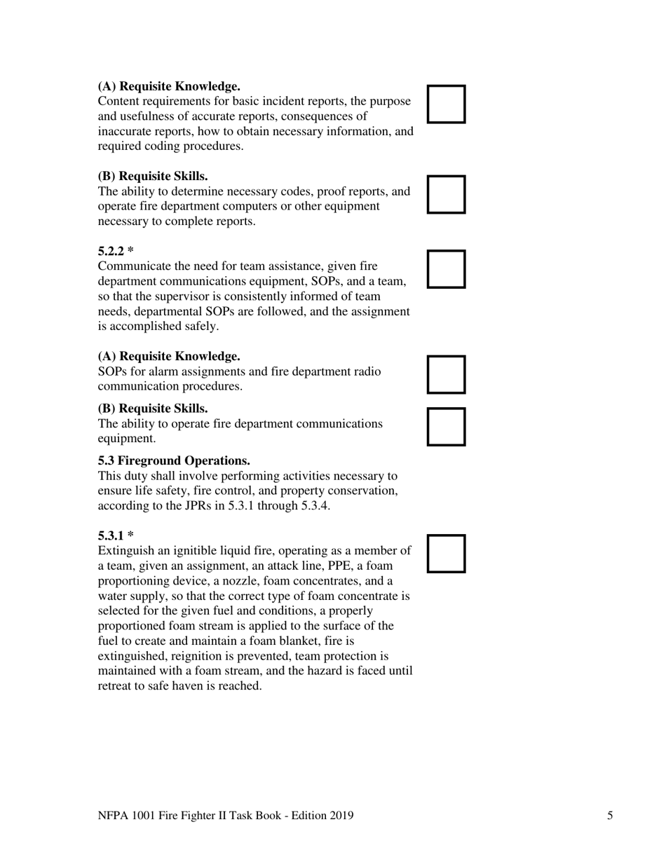 NFPA Fire Fighter II Task Book - Oregon, Page 5