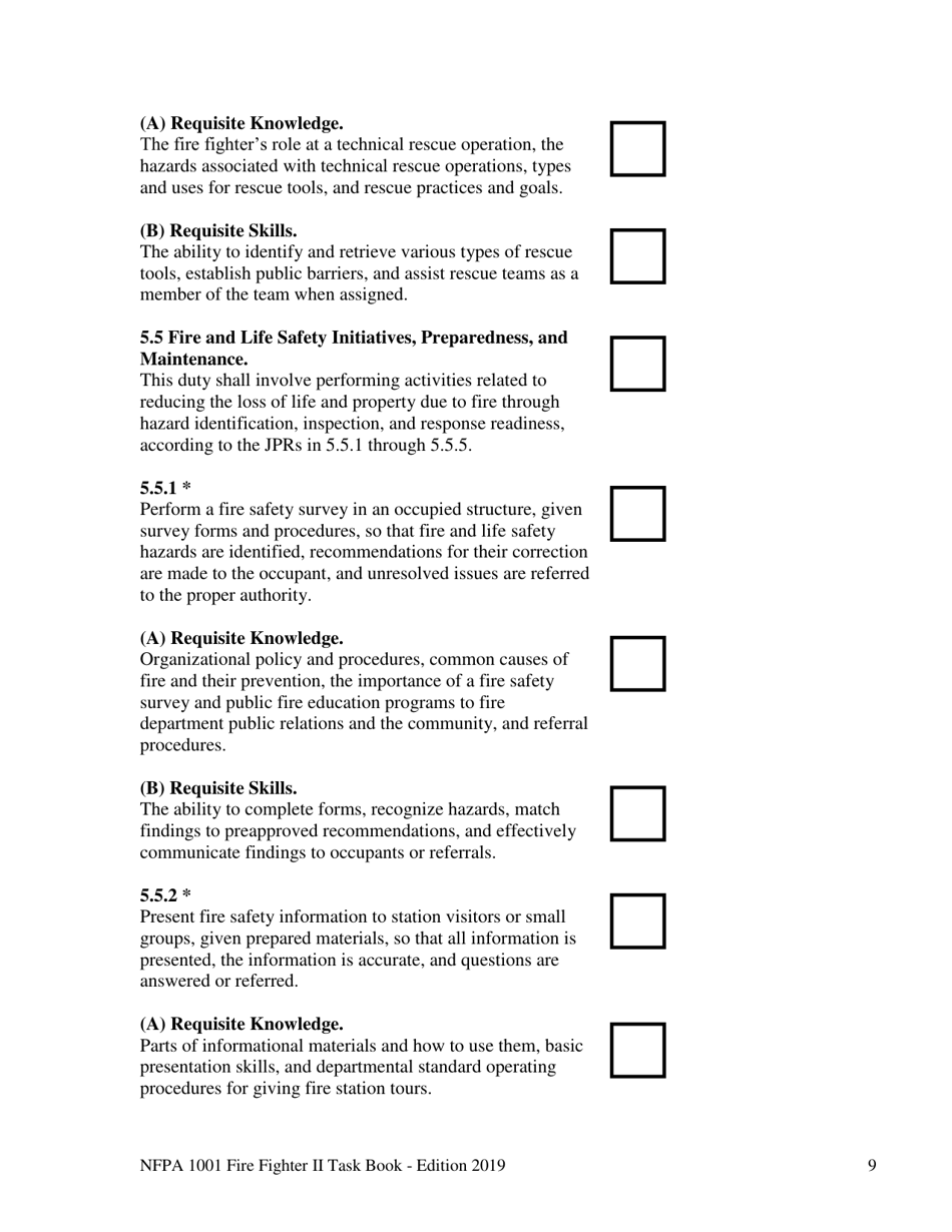 NFPA Fire Fighter II Task Book - Oregon, Page 9