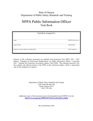 Document preview: NFPA Public Information Officer Task Book - Oregon