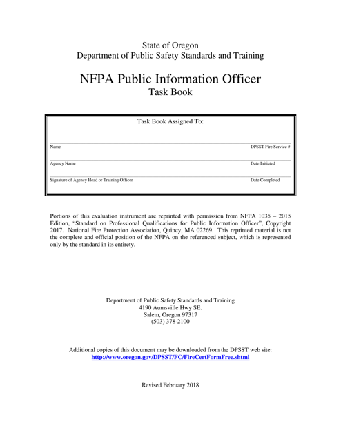 NFPA Public Information Officer Task Book - Oregon Download Pdf