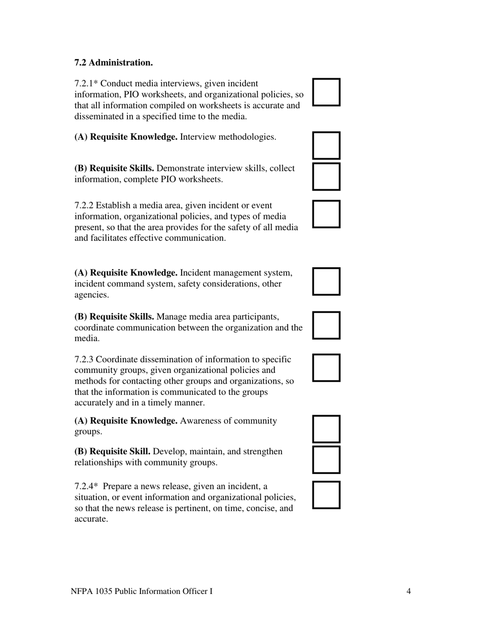 NFPA Public Information Officer Task Book - Oregon, Page 4